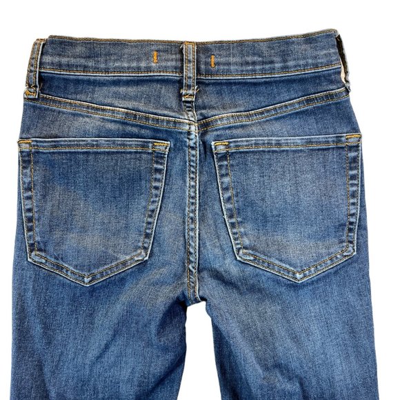 Free People Womens Size 25R Medium Wash Distressed Open Knee Skinny Jeans Denim - Picture 8 of 12